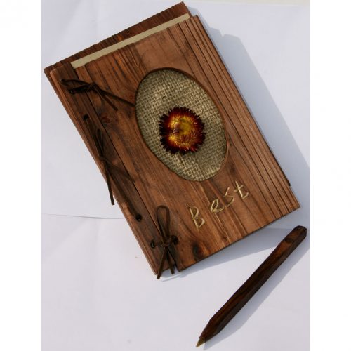 quaderno in legno ecologico fiore essicato