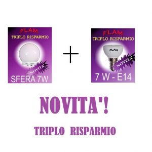 NEW-LAMPADINA BASSO CONSUMO BASE+LAMPADA GLOBO E14 7W LUCE CALDA-0