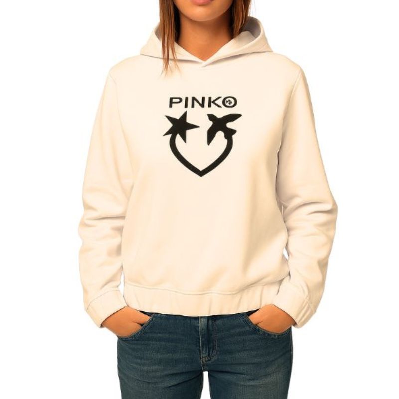 Felpa con cappuccio Pinko Bianco White Off