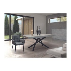 Tavolo allungabile Gambe in metallo e Piano Cemento