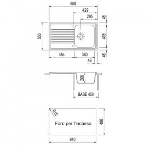 B127-misure Plados 1 Vasca Destra 86 x 50