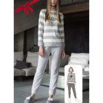 Pigiama donna in pile a righe
