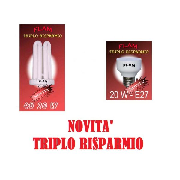NEW-LAMPADINA BASSO CONSUMO BASE+LAMPADA 4U E27 20W LUCE CALDA-0