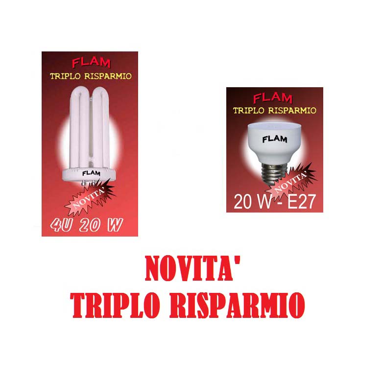 NEW-LAMPADINA BASSO CONSUMO BASE+LAMPADA 4U E27 20W LUCE CALDA-0