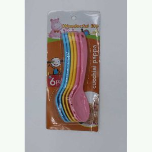 6 CUCCHIAI PAPPA IN PLASTICA COLORATA PER BAMBINI - immagine 1
