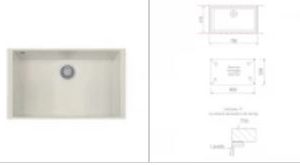Lavello cucina sotto top 1 vasca Plados 760 X 450 - immagine 2