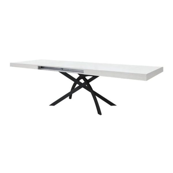 Tavolo allungabile Gambe in metallo e Piano Bianco Frassinato