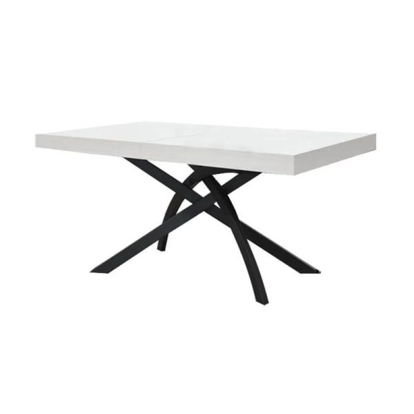 Tavolo allungabile Gambe in metallo e Piano Bianco Frassinato