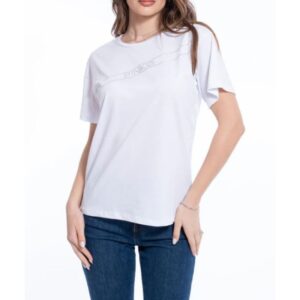 T-Shirt Pinko Bianca con Brillantini
