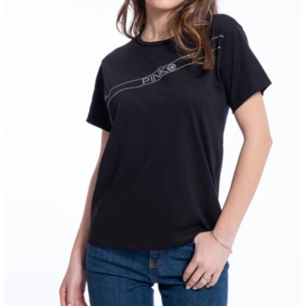 T-Shirt Pinko Nero con Brillantini T-Shirt Pinko Nero con Brillantini